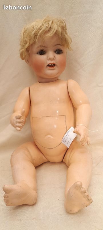 Poupée Ancienne Heubach Koppelsdorf - Bébé Caractère En Porcelaine, 50 Cm (Années 1900, Allemagne)