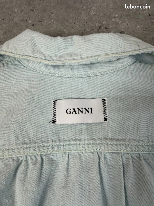 Robe combinaison en Jean Ganni L Femme - 40 bleu clair denim col chemise coton boutons pression (image 11)