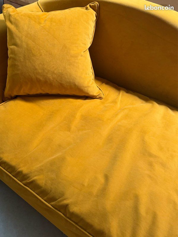 Méridienne contemporaine velours moutarde – style haut de gamme (image 5)