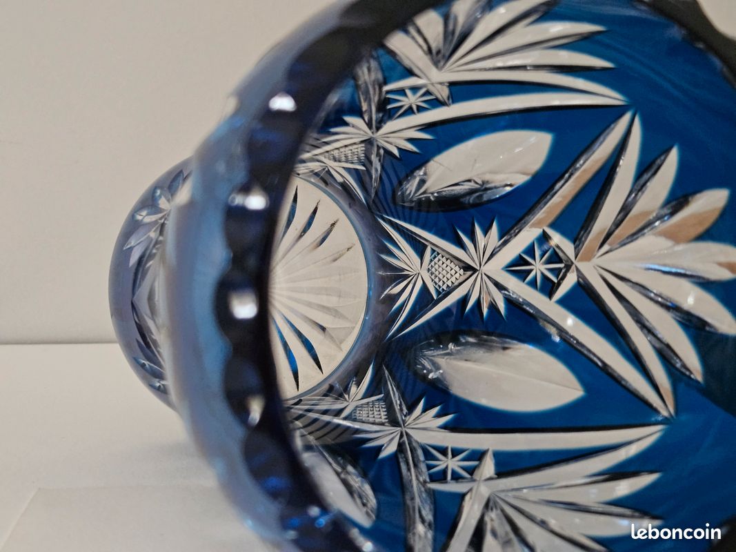Vase Art Nouveau Val Saint-Lambert - Bleu Cobalt Et Cuivre - Léon Ledru (1900-1919)