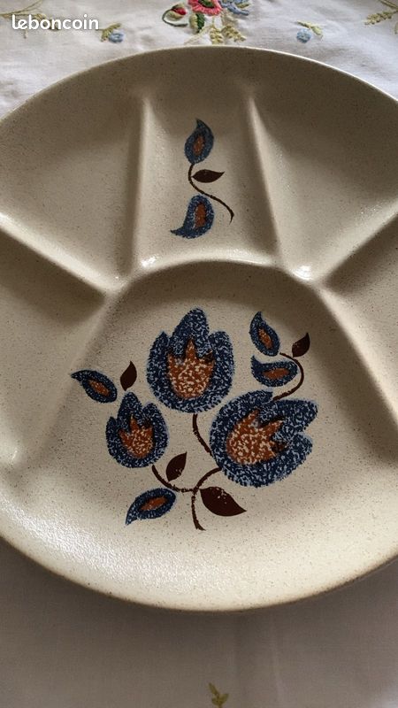 Lot de 6 assiettes à fondue SOLOGNE faïence de saint Amand France (image 2)