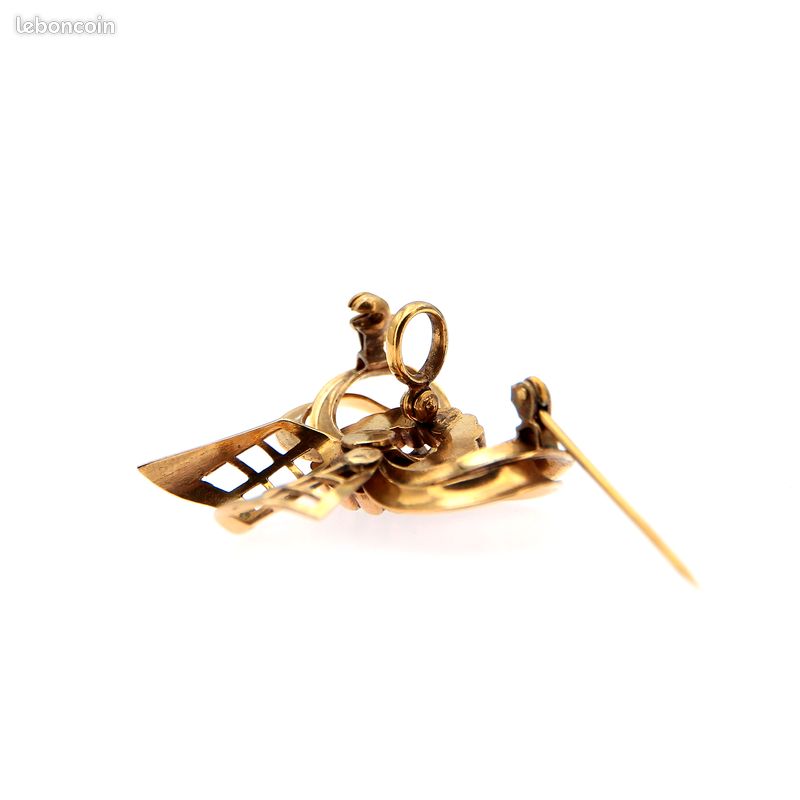 Broche Vintage Années 50 En Plaqué Or - Occasion, Style Rétro