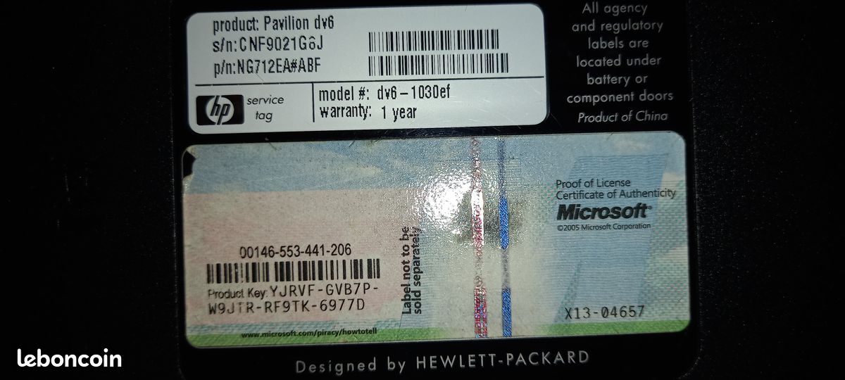 Ordinateur portable HP PAVILION DV 6 (image 3)