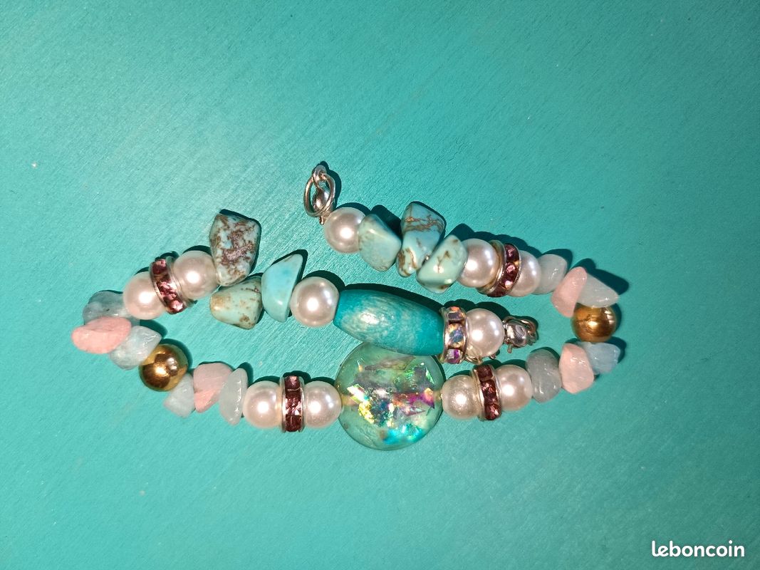 Bracelet Turquoise /Jade.de pierres véritables/ résines. Unique Aphrodisies Bijoux (image 9)