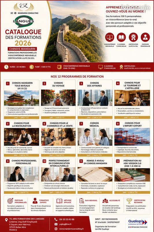 Cours de chinois mandarin en visio en France – Formation éligible CPF (image 1)