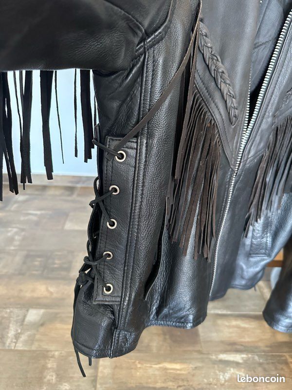 Veste en cuir franges moto (image 5)