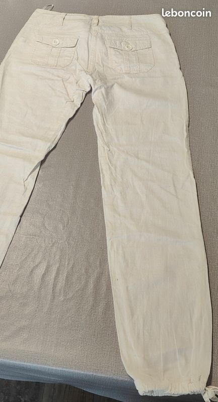 Pantalon lin blanc 38 (image 3)