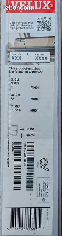 Store d'occultation manuel DKL MK04 bleu marine VELUX 78x98cm neuf (image 1)