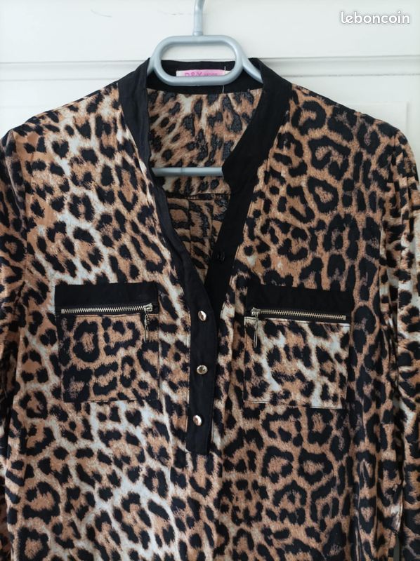 Tunique Léopard RUO MAI Taille XXL - Occasion En Parfait état, Modèle Noir Et Blanc