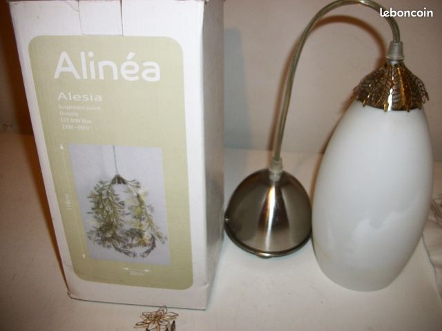 Suspension luminaire opaline et laiton (image 2)