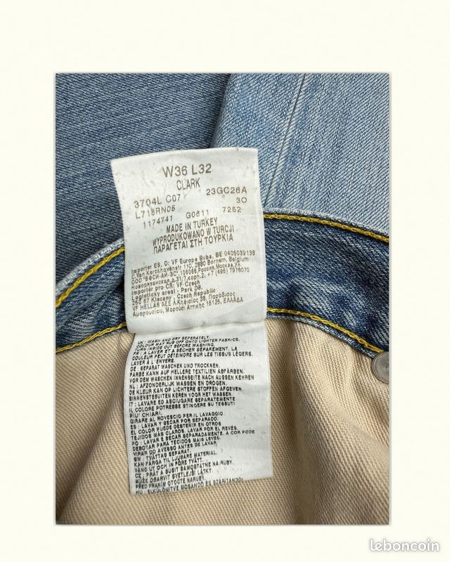 Jeans Homme Lee W36 L32 Bleu clair Coton Traces d'usure visibles Regular Normal (image 8)
