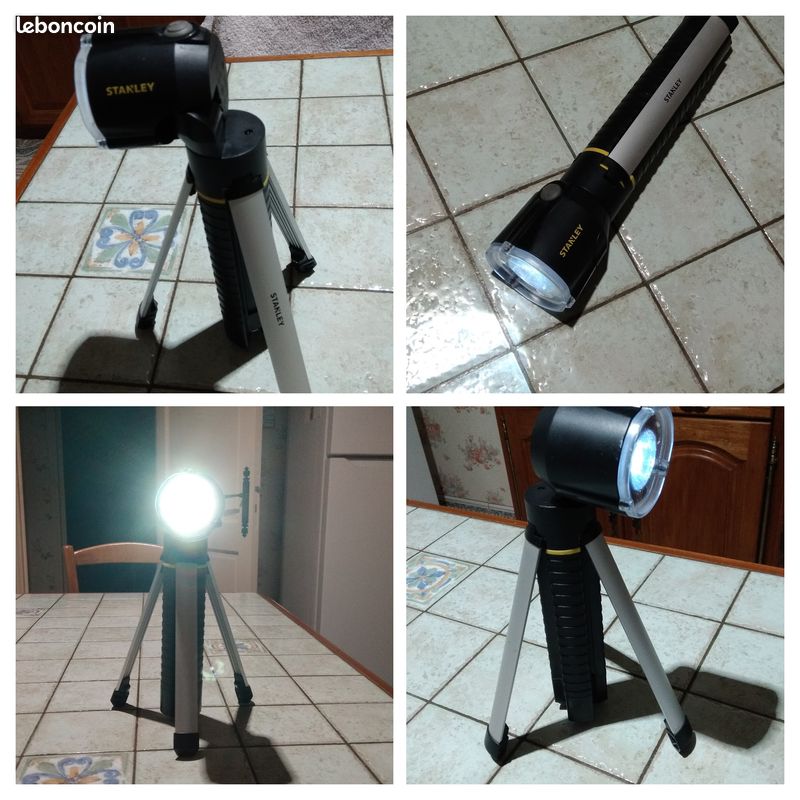 Lampe torche à led, où se transforme sur trépied avec la tête réglable ...