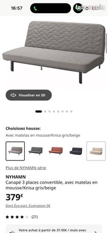 Canapé IKEA NYHAMN – Beige, Convertible, 200cm, 3 Places, Acheté Neuf En 2025, Garantie
