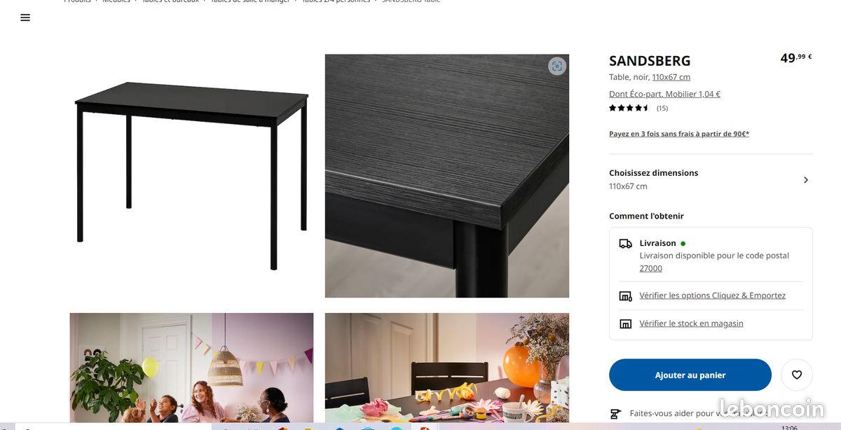 Table noir Ikea (image 2)