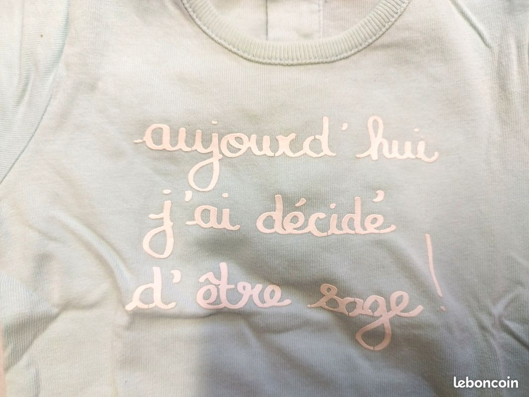 T-shirt aujourd'hui j'ai décidé d'être sage - 6 mois - grain de blé (image 2)