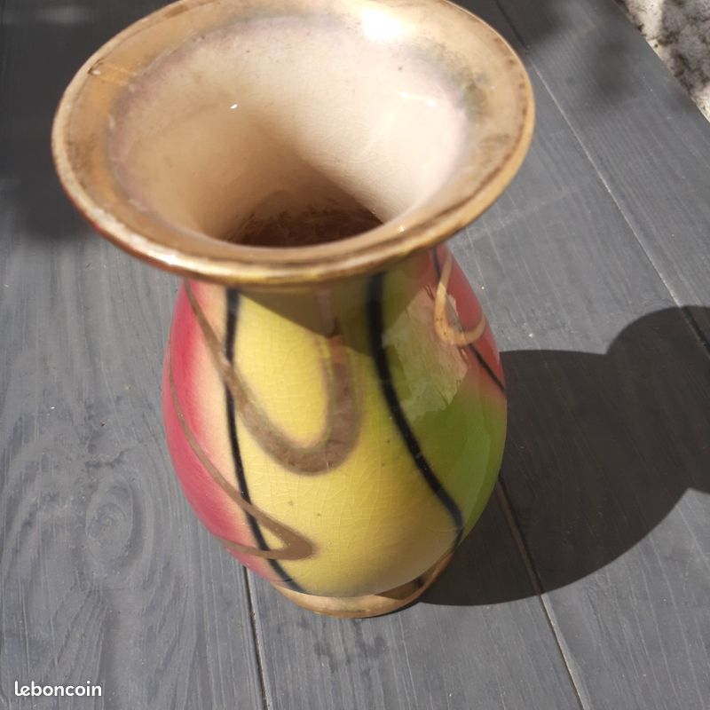 Paire de vases vert jaune rose ... (image 3)