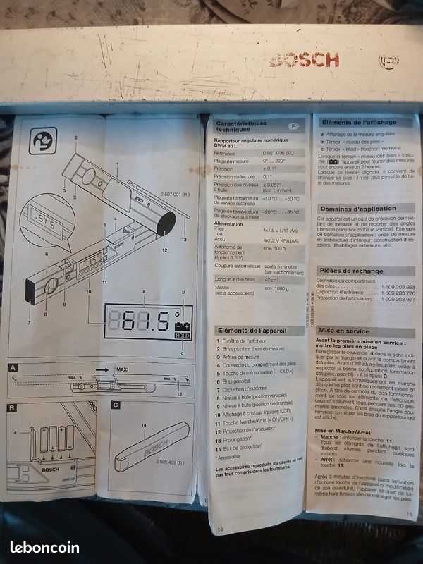 Mesureur d’angle numérique BOSCH DWM40L (image 4)