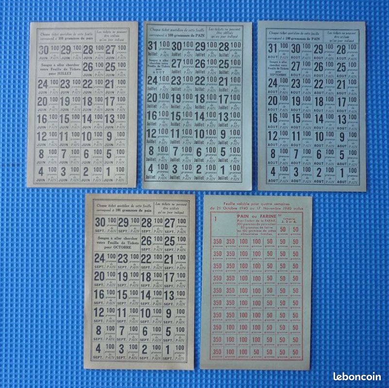 Ticket De Rationnement Seconde Guerre – 100g De Pain – 1940, état Neuf