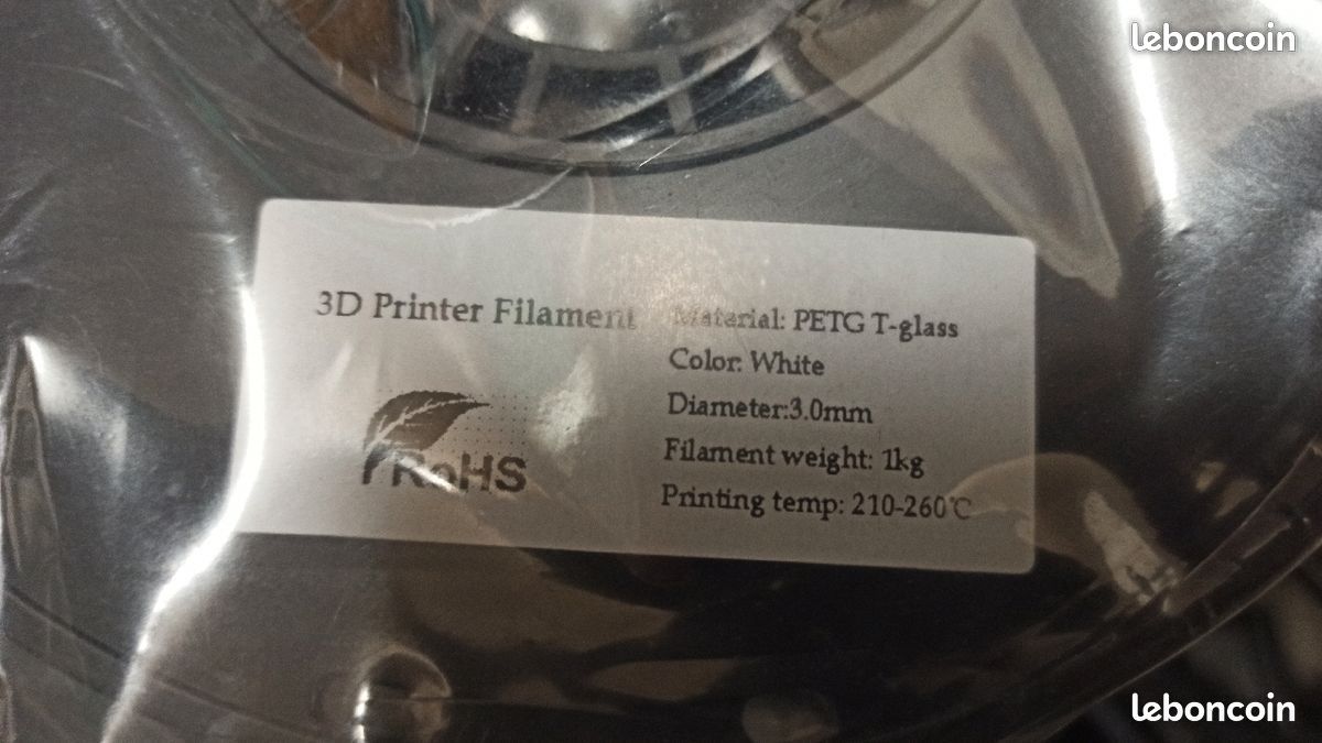 Filament imprimante 3d PetgT-glass white 3.0mm 1kg (image 1)