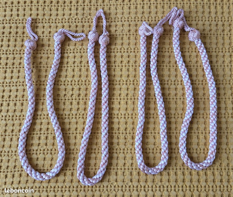 DAZZLEEX Lot De 2 Embrasses De Rideaux Faites Main Avec Pompons - Rose - Cordes à Rideaux Élégantes