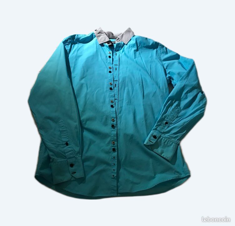 Chemise homme à manches longues, bleu tirant sur le turquoise, 41