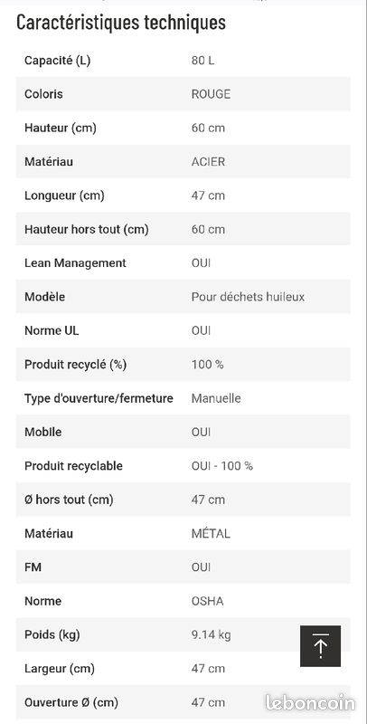 Poubelle métal pour déchets huileux Neuve (image 2)