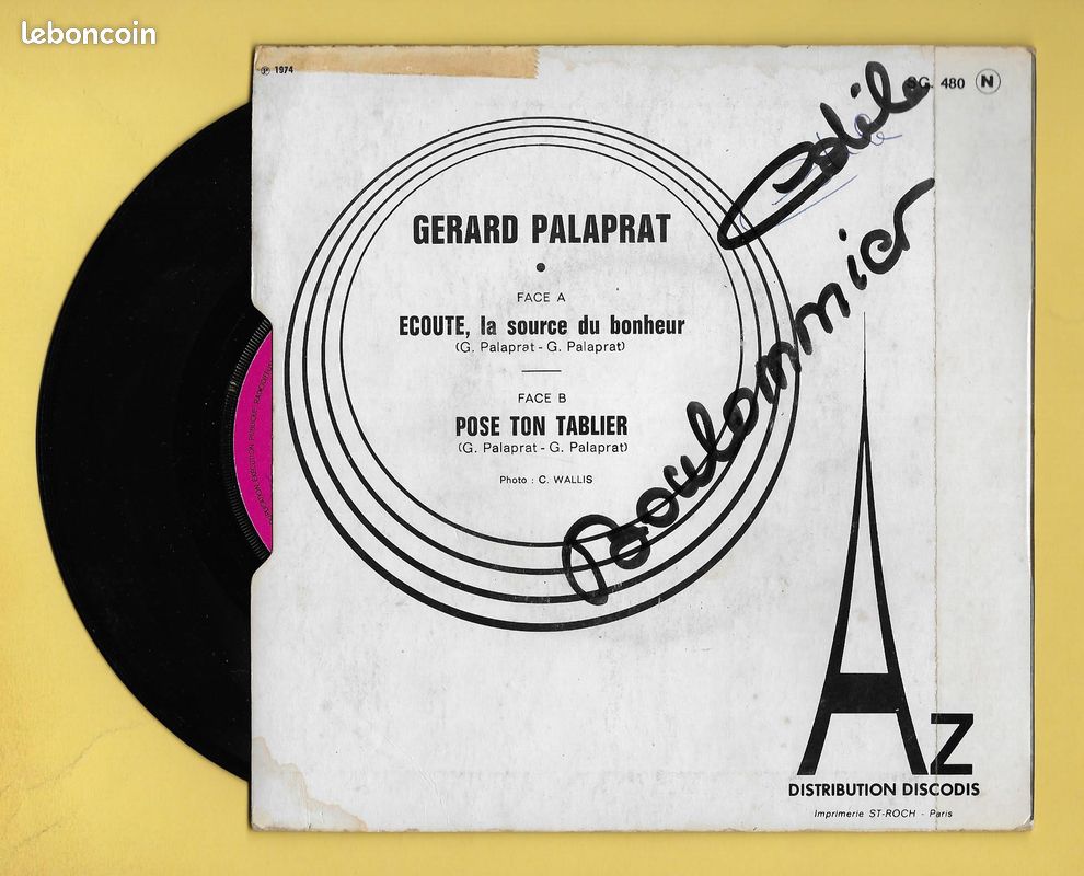 Disque Vinyle 45 Tours..GERARD PALAPRAT..Scan A (image 2)