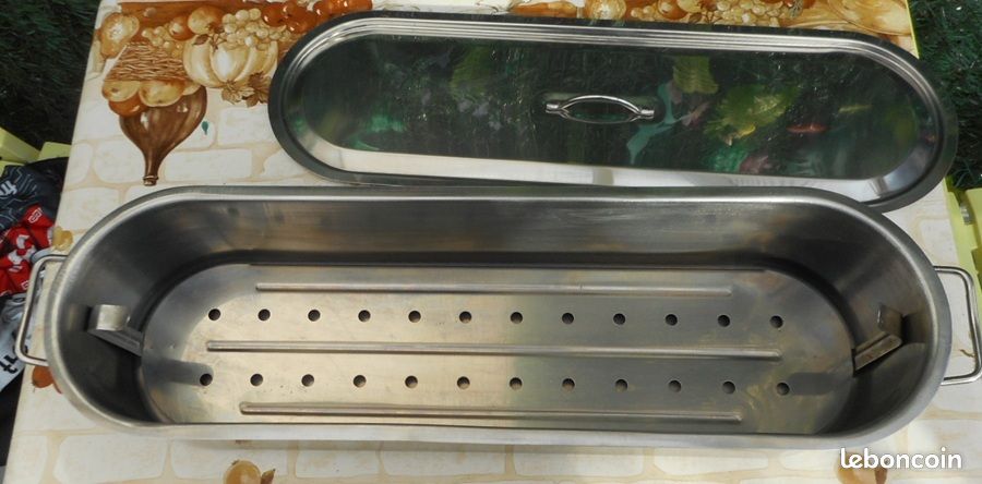 Pentole Agnelli Poissonnière avec Bord, Couvercle et Grille, avec 2