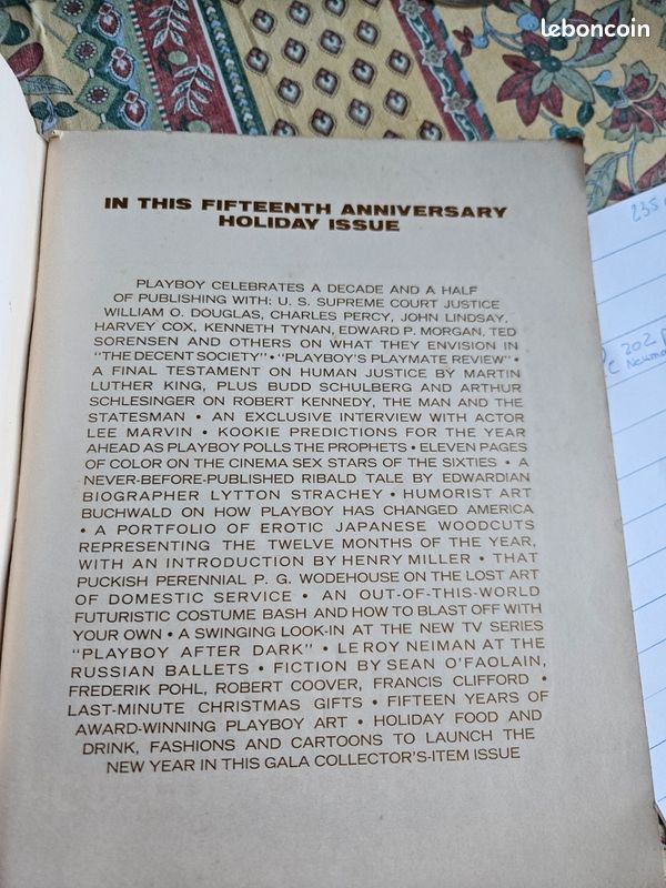 Play Boy 15th holiday anniversary issue janvier 1969 (image 10)