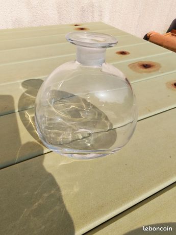 Rare Ancienne Carafe à Goujons Verre Soufflé Pêche Poissons Vif Goujons Réf 1