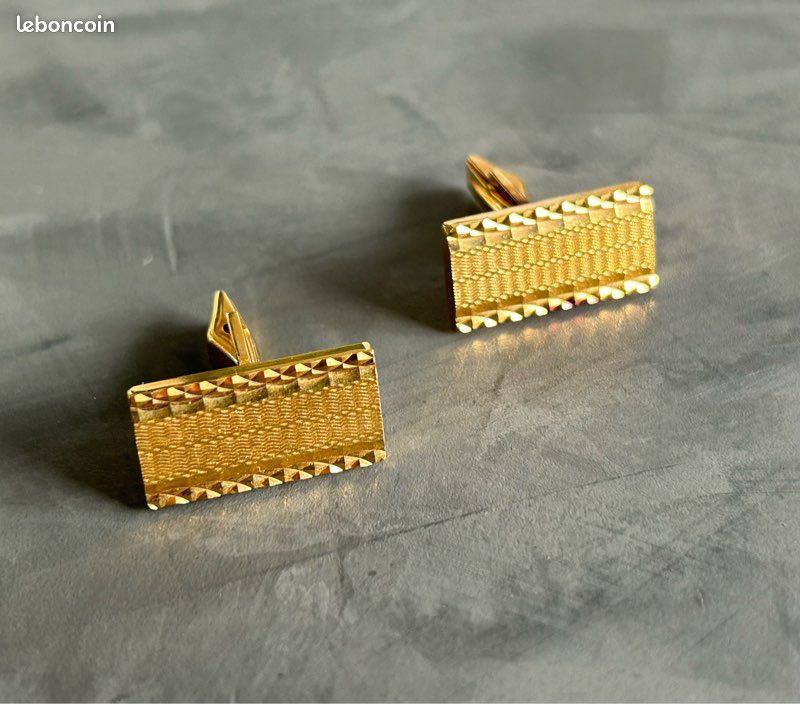 Boutons De Manchette Anciens En Plaque Or - Bijou Vintage Murat