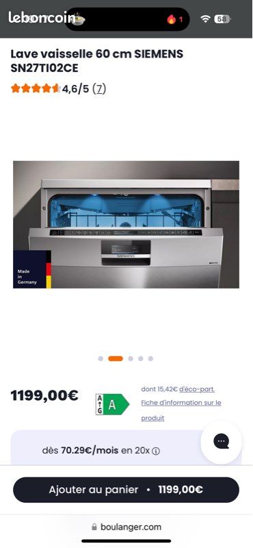 Lave vaisselle Siemens neuf SOUS GARANTIE (image 2)