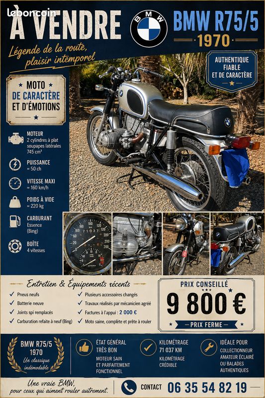 Moto ancienne bmw 75 s (image 1)