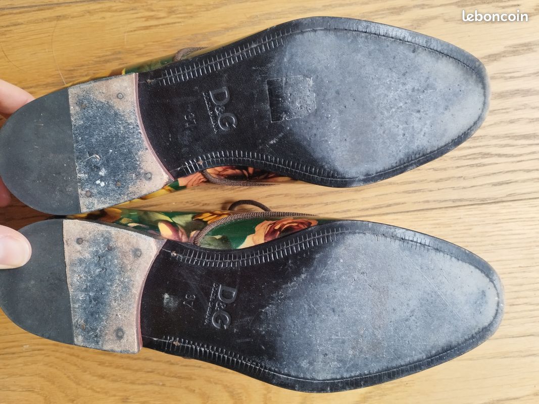 Derbies Dolce & Gabbana vertes imprimées fleurs jaunes (image 4)