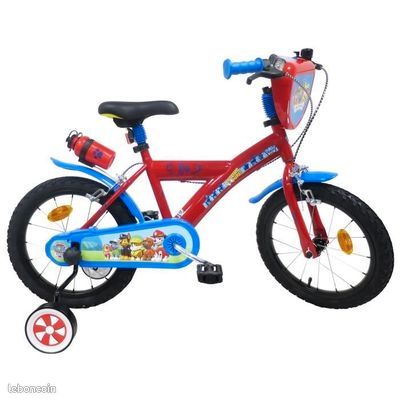 Vélo enfant 16" Pat Patrouille équipé de 2 freins, Bidon/Porte Bidon Garde Boue, Plaque avant, stabi (image 1)