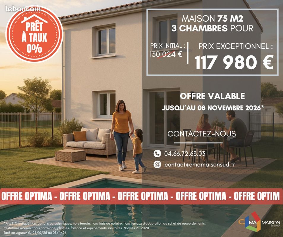 Maison 4 pièces 75 m² · à Loupian · 75 m² · 249 990 €
