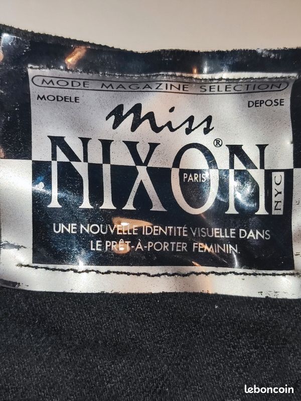 💎Jean noir miss Nixon Paris model magazine t s 36 état impeccable rare vintage haute couture défilé (image 2)