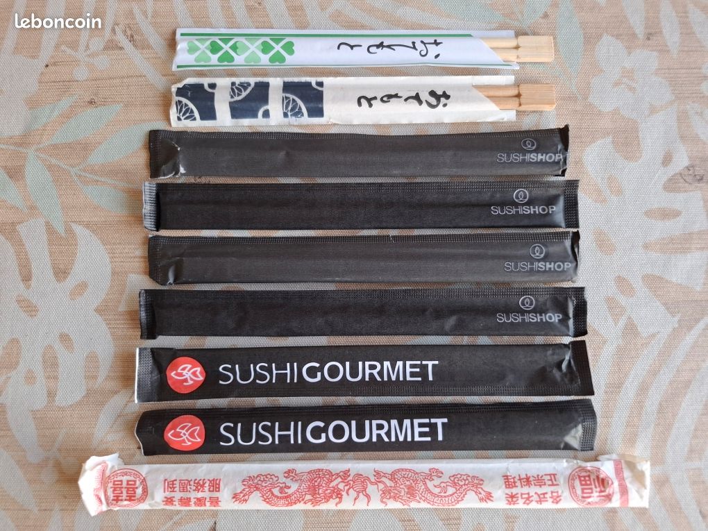 Lot de 9 paires de baguettes en bois neuves (image 1)