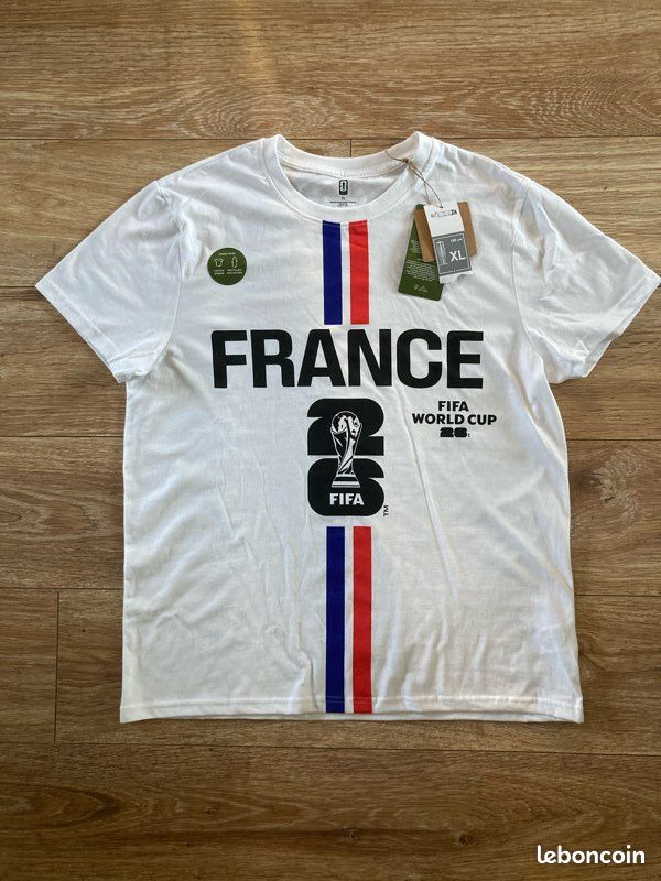 T-shirt Spreadshirt France 2026 – Supporter Football Coupe Du Monde – 100% Coton Bio Peigné, Coupe Standard, 200 G/m² – Homme