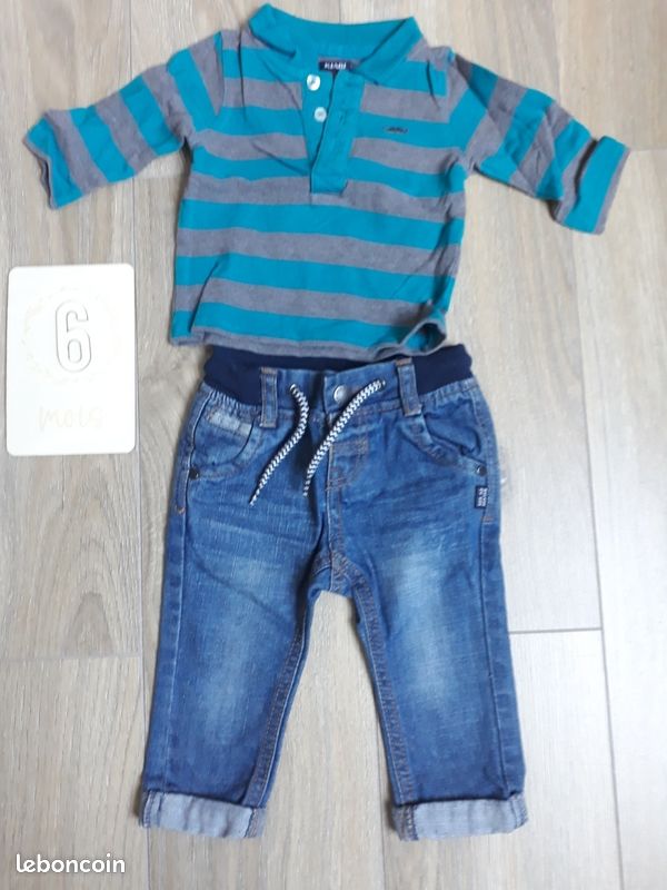 Ensemble garçon 6 mois : polo et jean (image 1)
