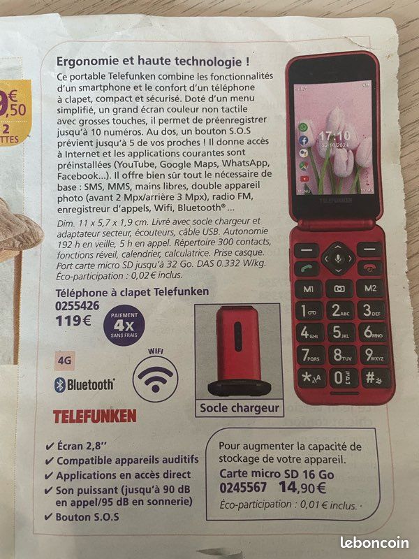 Téléphone portable à clapet Telefunken (image 4)