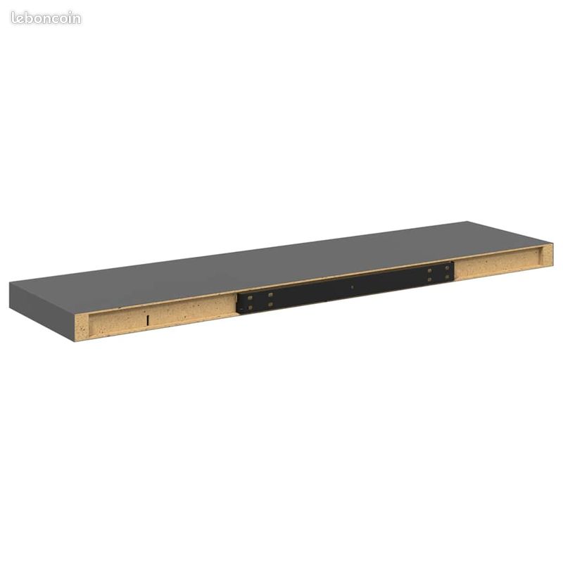 Étagère murale 90x23,5x3,8 cm MDF Gris brillant (image 3)