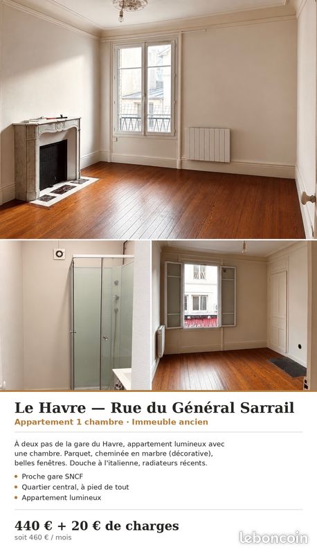 Appartement 2 pièces 43 m² · à Le Havre · 43 m² · 460 €/mois
