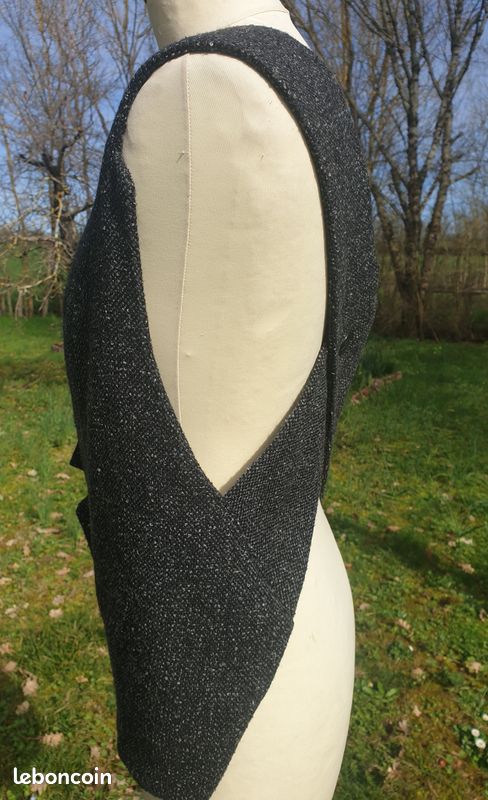 Veste de soudeur en satin de coton / croûte de cuir - taille XL - noir