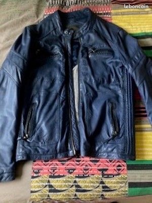 Blouson cuir bleu Redskins (image 1)
