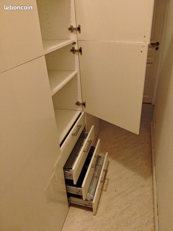 Étagère IKEA BESTA blanche avec portes et tiroirs (193 x 60 cm) (image 3)