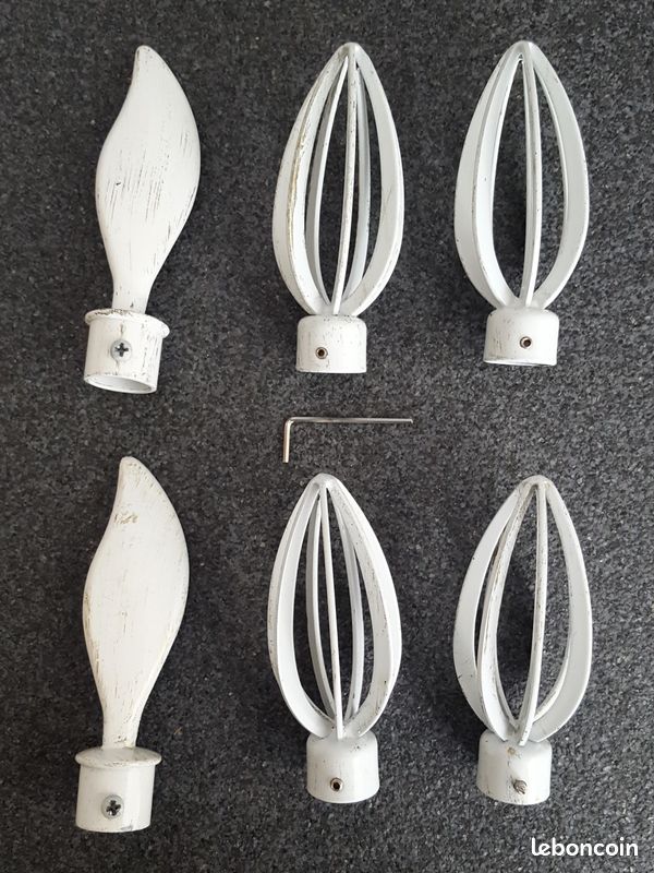 Lot Embouts et Supports de Tringle à rideaux vintage - Lot dissociable (image 1)