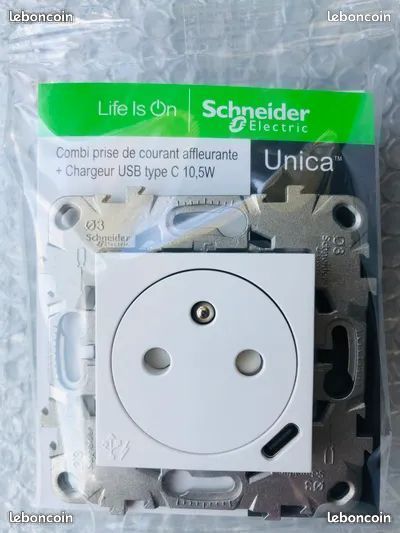 Combi prise affleurante + chargeur usb c (image 1)