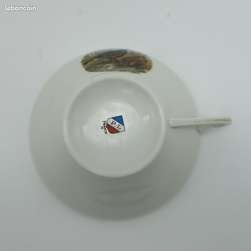 Tasse et sous-tasse ancienne porcelaine française décor faisans doré (image 5)