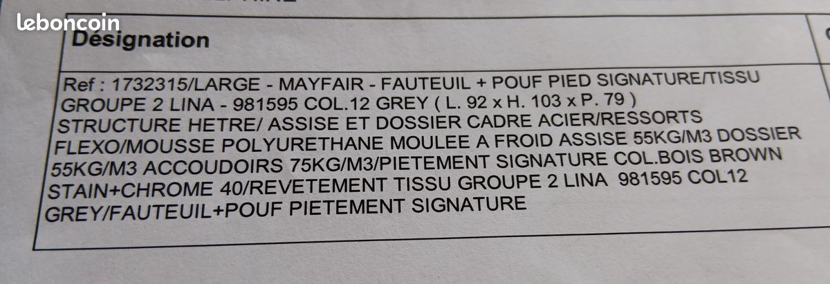 Fauteuil de relaxation Myfair + pouf pieds (image 4)